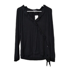 J. Crew Mercantile blouse black ruffle detailing long sleeve size small …